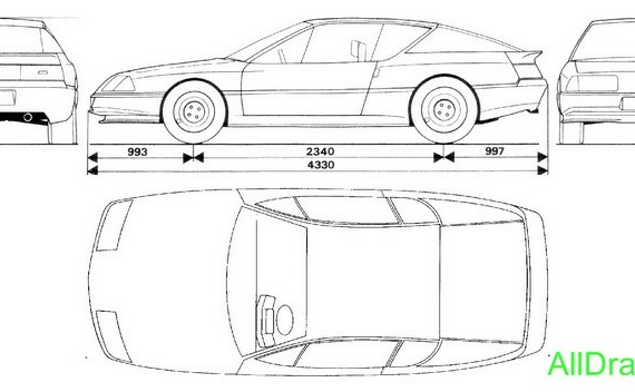 Renault Alpine GTA (Рено Альпина ГТА) - чертежи (рисунки) автомобиля
